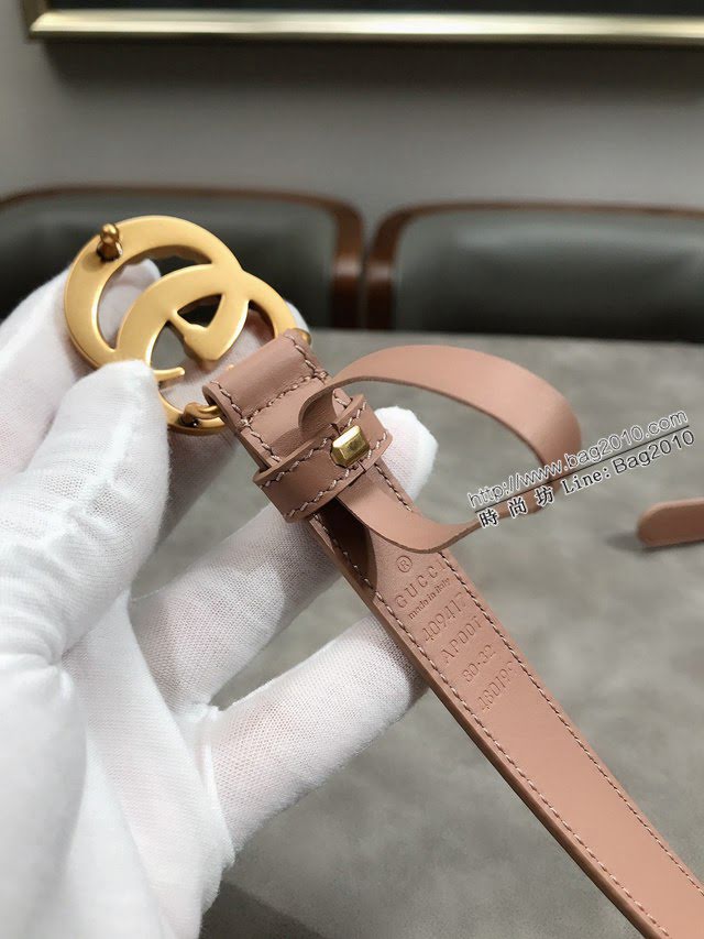 Gucci女士皮帶 古奇珍珠扣雙面牛皮腰帶  jjp1847